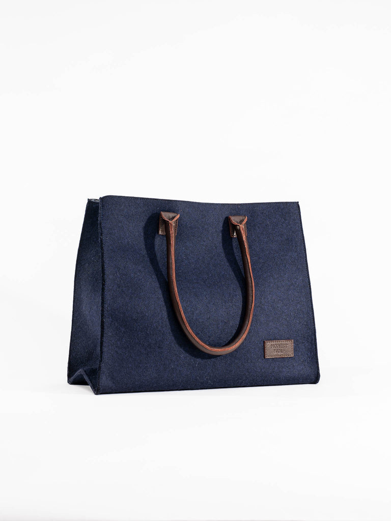 The Poet Midnight Blue Leather Tote Bag